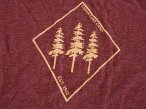 maroon shirt with tree design