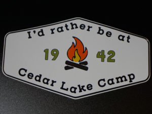 sticker saying I'd rather be at cedar lake camp